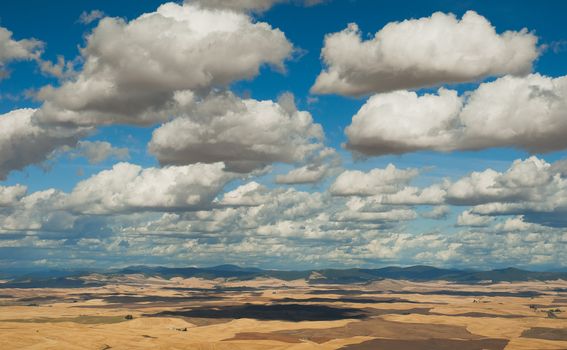 Puffy clouds, rolling hills and mountains, Whitman County, Washington and Latah County, Idaho