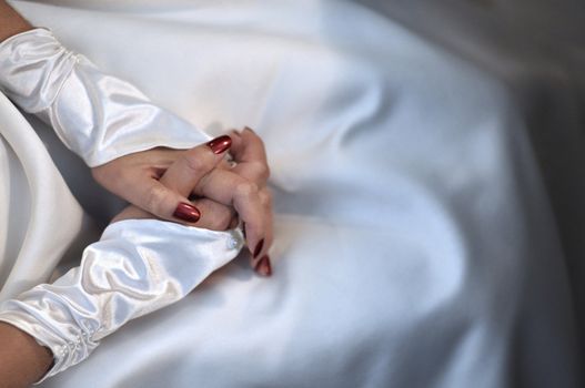 Beautiful bride's hands in her wedding day.
