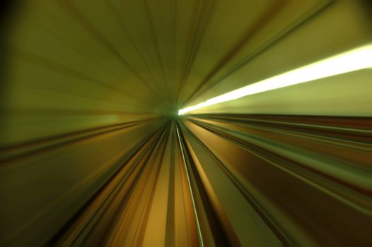 train moving fast in tunnel