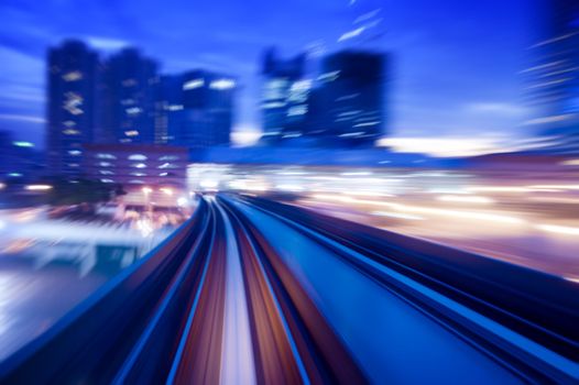 Long exposure on the fly over at dusk. Speed(ing) concept. Focus on the road.