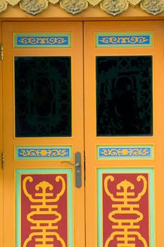 Feng shui door with traditional oriental decoration