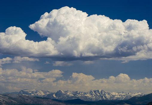 Fair Weather Cumulus Clouds and the Sierra Nevada Range, Mono County, California, USA