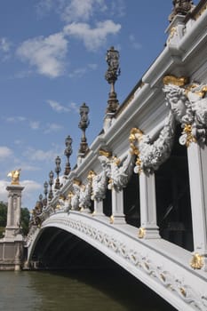 Historic bridge (Pont Alexandre III) over the River Seine in Paris, France.