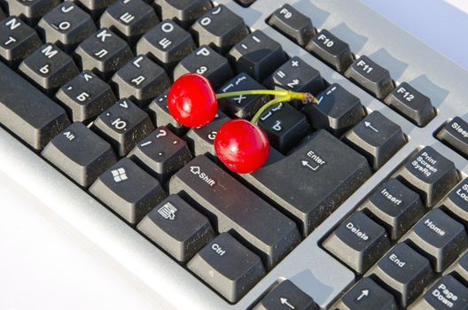 grunge computer keyboard and couple red  sherry