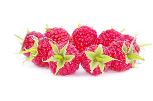 fresh raspberry closeup isolated on white background