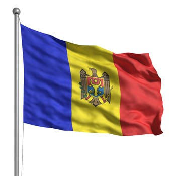 Flag of Moldova. Rendered with fabric texture (visible at 100%). Clipping path included.