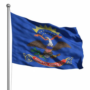 Flag of North Dakota. Rendered with fabric texture (visible at 100%).  Clipping path included.