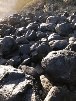 Variety of rocks on the coast of Maui, Hawaii.