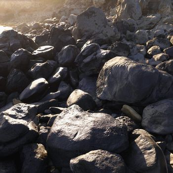 Variety of rocks on the coast of Hawaii.