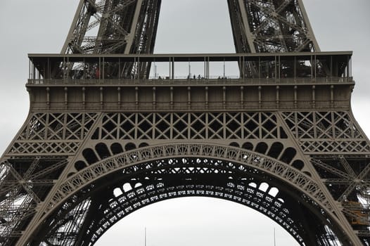 Detail of Eiffel Tower first level metal structure