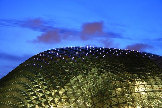 Roof of Esplanade Singapore in Night, a landmark building in Singapore.