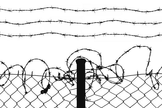 wired fence with barbed wires