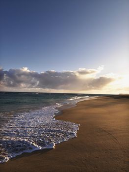 The beach at dusk in Maui, Hawaii.