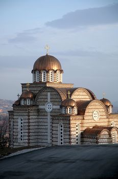 Orthodox Church and panorama of Kosovska Mitovica, Kosovo