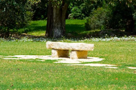 Stone garden bench