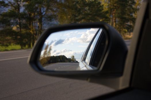 in the car mirror