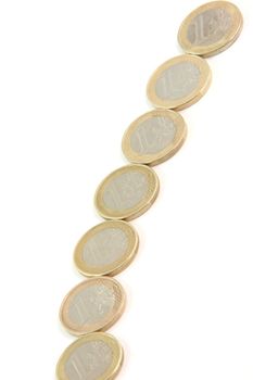 one euro coin line isolated o white background with copy space finance concepts