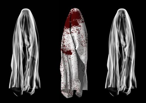 three kinds of 3d rendered ghost, halloween theme