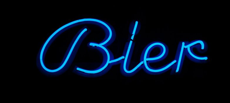 Bier neon sign on a black background