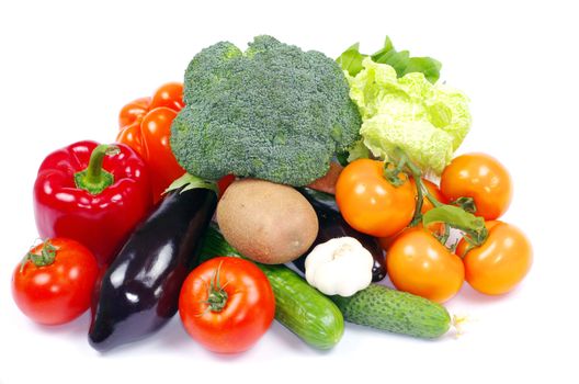 fresh vegetables on the white background