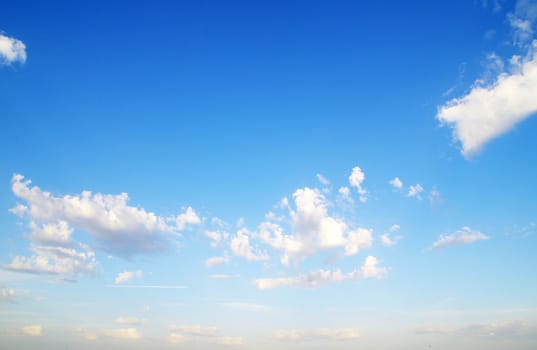 blue sky with clouds and sun