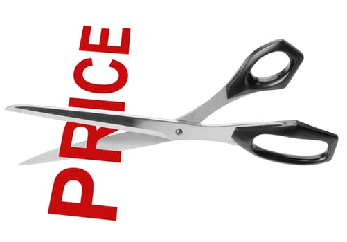 Price cutting scissors, isolated with clipping path