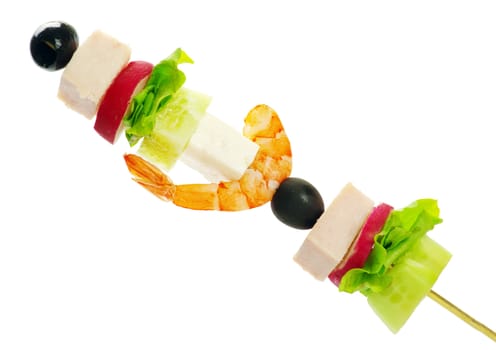 salad canape on a white background
