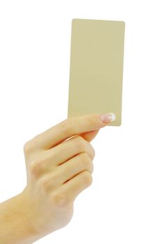 card blank in a hand isolated on white