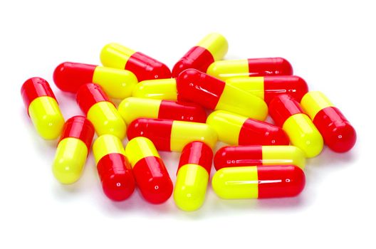  pills of antibiotic  isolated on white