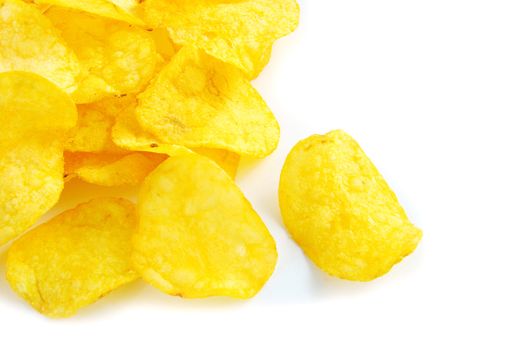 potatoe chips isolated on a white background
