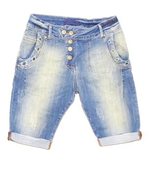 Blue jeans shorts isolated on the white background