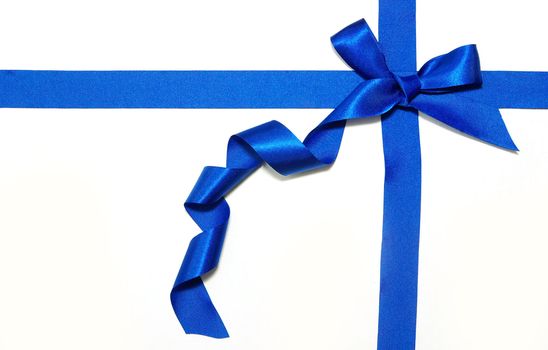 blue holiday bow on white background