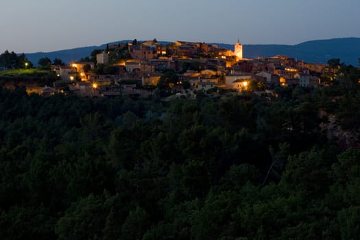Roussillon at night, Provence, France