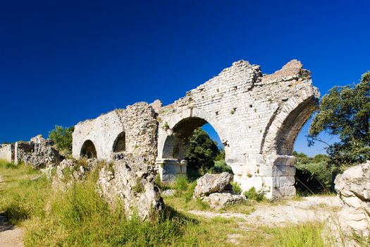 ruins of Roman aqueduct near Meunerie, Provence, France