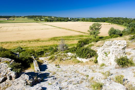field at Roman aqueduct near Meunerie, Provence, France