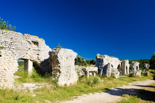 ruins of Roman aqueduct near Meunerie, Provence, France