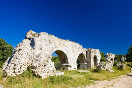 ruins of Roman aqueduct near Meunerie, Provence, France