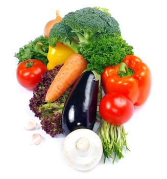 fresh vegetables on the white background