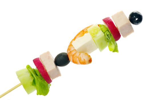 salad canape on a white background