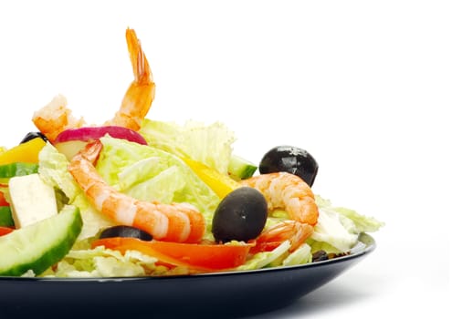 vegetable salad in plate on white