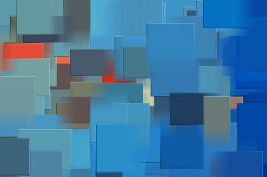 Blue rectangular shapes digital illustration. Abstract background.