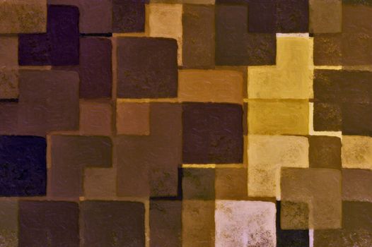 Abstract brown squares digital illustration. Brush paint background.