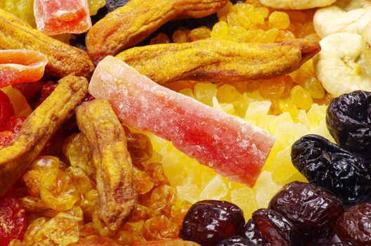 Background made of assorted dried fruits