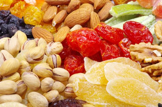 Background made of assorted dried fruits