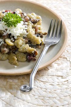 marjoram halusky with two kinds of cheese (Slovakian cuisine)