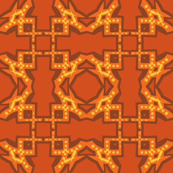 Seamless geometric wallpaper pattern in brown, red and yellow