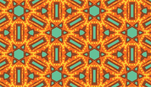 Arabic style seamless kaleidoscope wallpaper pattern in warm tones