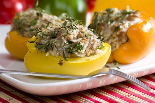 peppers filled with rice and tuna fish