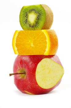 mixed fruit  isolated on white