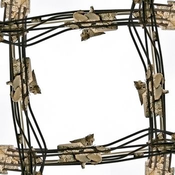 Industrial frame illustration. Rusty steel bars and demolished concrete.